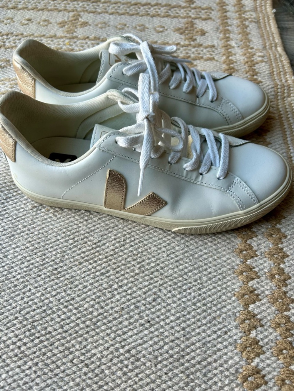 Veja White  Esplar Leather Sneakers - Picture 3 of 7